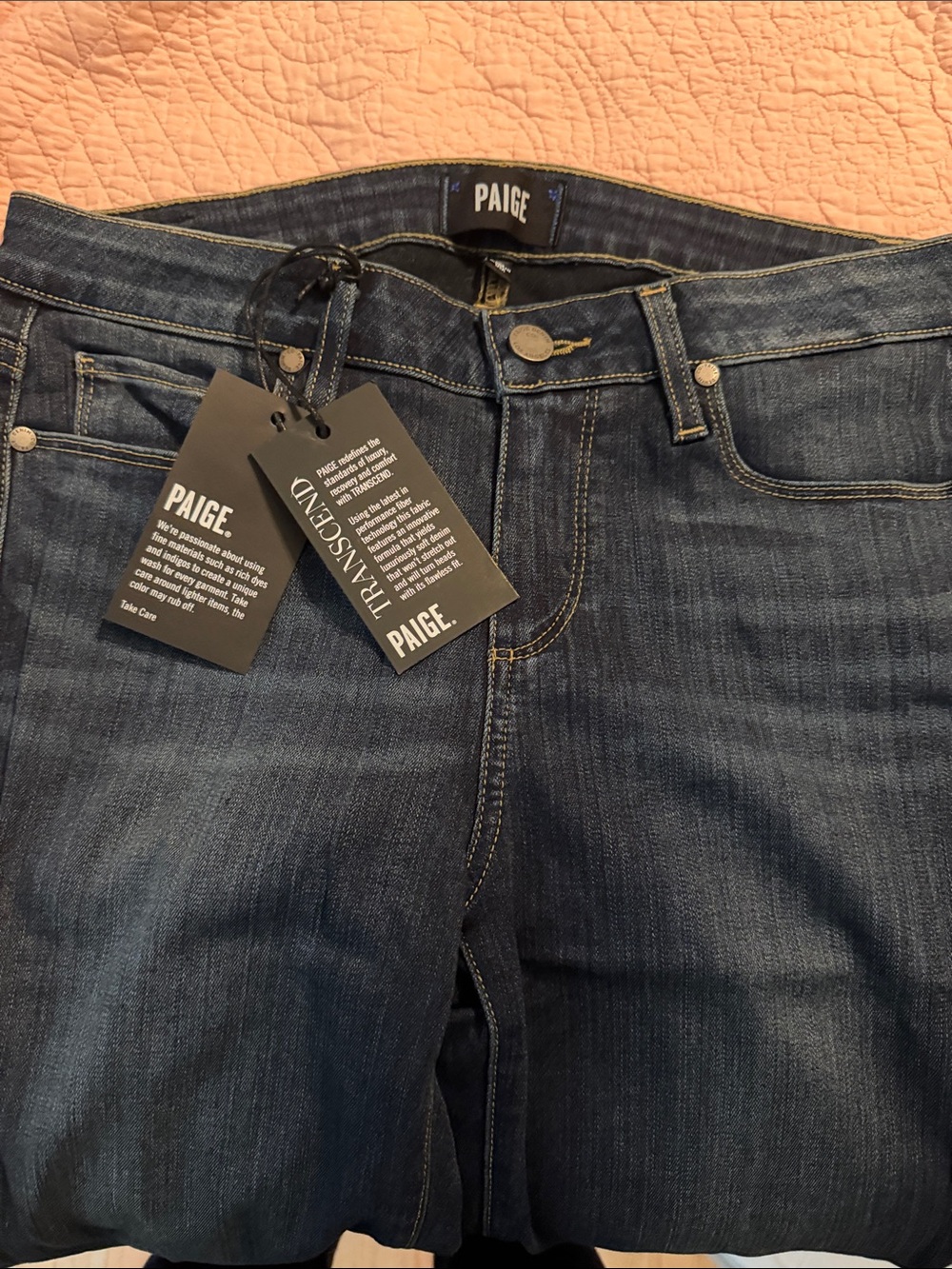 PAIGE Straight Leg Dark Indigo Jeans